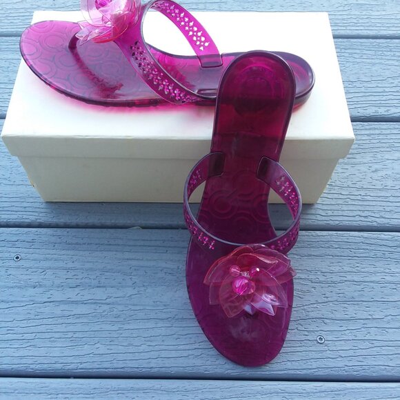 Almost New! Coach pink petunia sandals size 8 - Picture 2 of 5